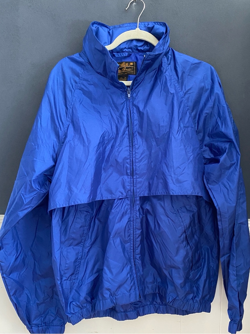 VTG Eddie Bauer Sac Jac Windbreaker Jacket Royal Blue Men's Large NWT Packable